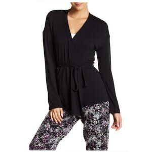 NWT-Maidenform Wrap Cardigan Sweater, Soft Rayon Knit, Jet Black, Size L